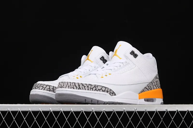 All categories Air Jordan Jordan series basketball shoes Air Jordan 3 Air Jordan 3 Retro "Laser Orange" AJ3 Joe 3 White Yellow White Orange Lakers CK9246-108